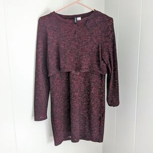 H&M Maroon Long Sleeve, Body Con Dress